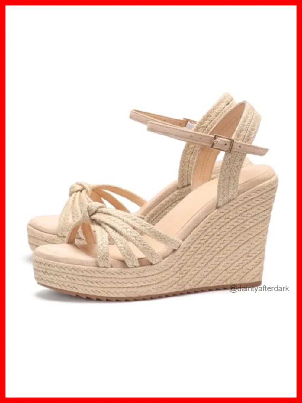 Women's Espadrille Wedge Sandals Open Toe Ankle Strap Cushioned Insole Natural